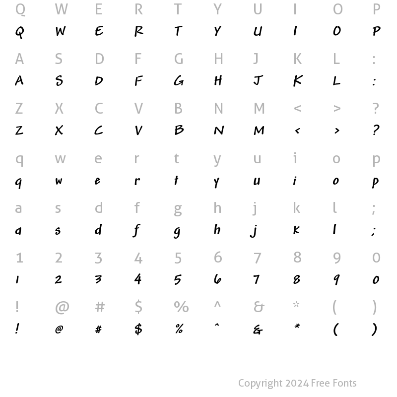 Character Map of Andy Std Bold Italic