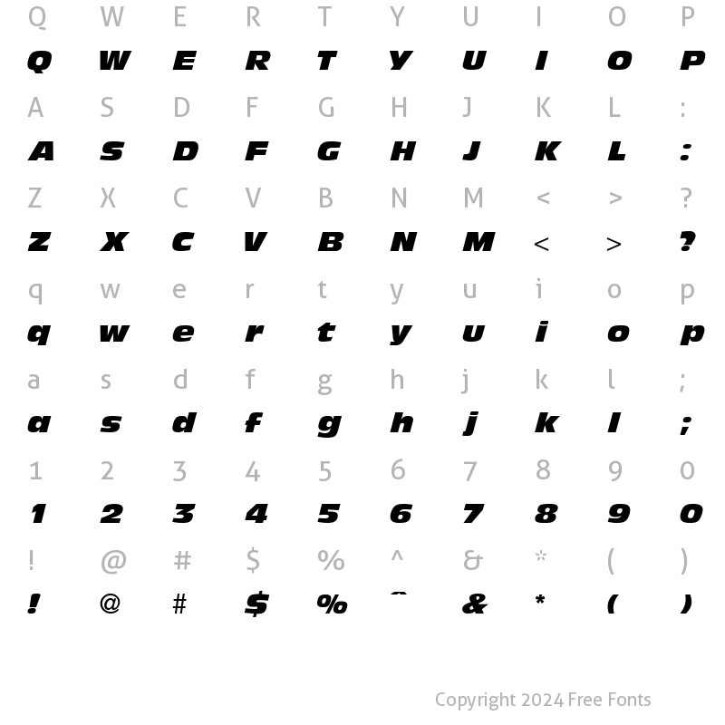 Character Map of AndyBlackDB Italic