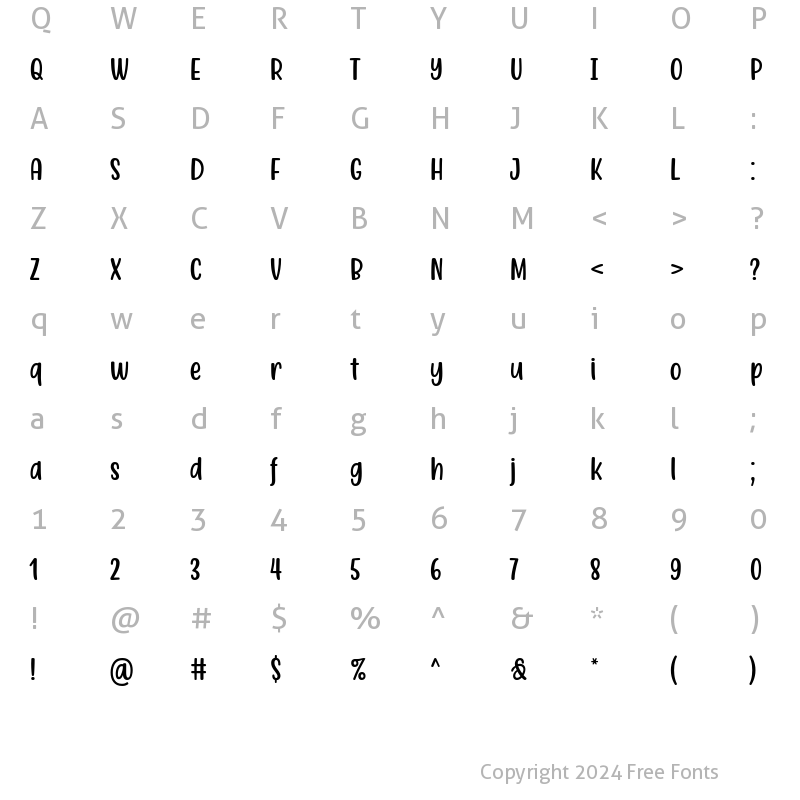 Character Map of ANEASTERINA Regular