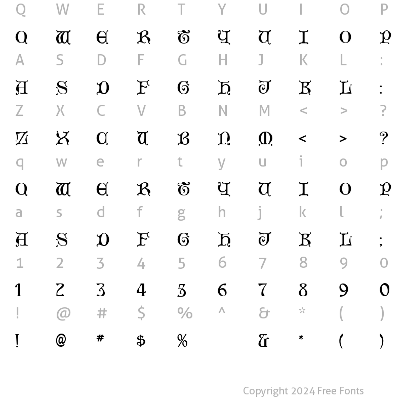 Character Map of Aneirin Regular