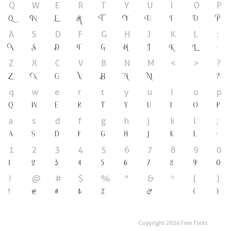 Character Map of Anetha Faith Serif Regular