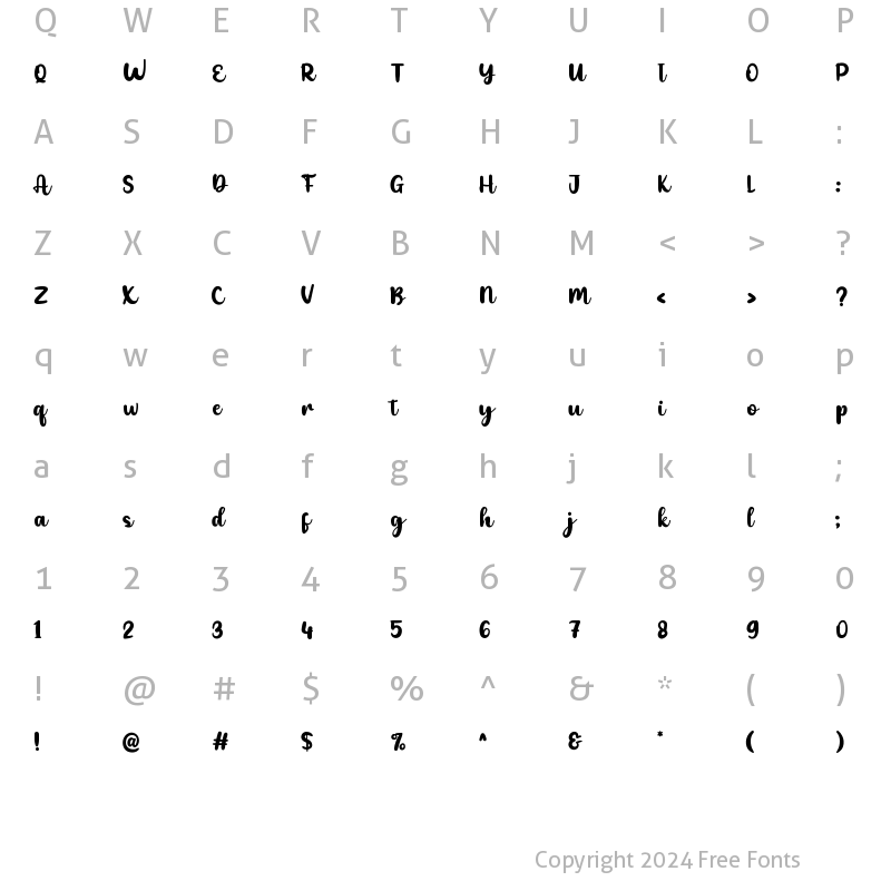 Character Map of Anethysta Regular