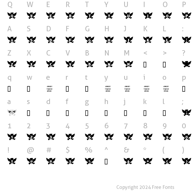 Character Map of Angel Bear Regular