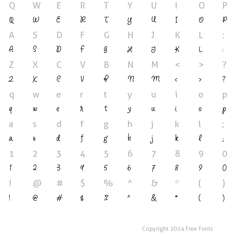 Character Map of Angel Charms DEMO Regular