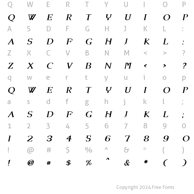 Character Map of Angel Eyes Italic