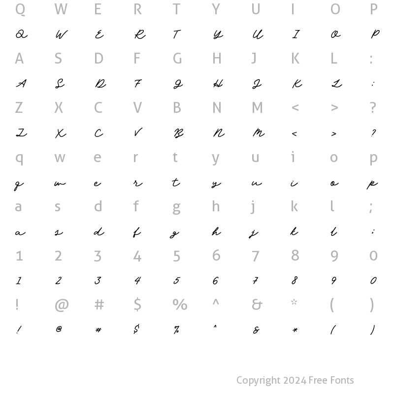 Character Map of Angel Hair Regular