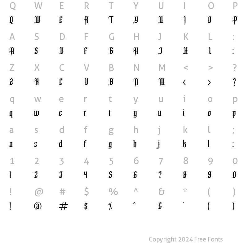 Character Map of Angel wish Regular