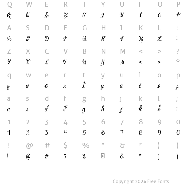 Character Map of Angela Happy Regular