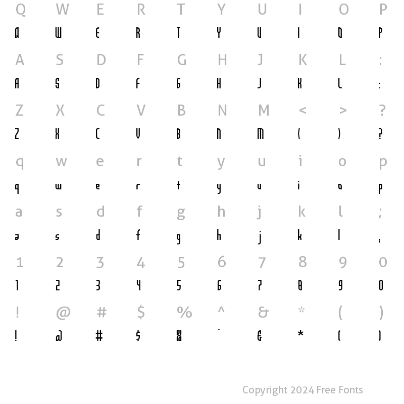 Character Map of Angela Sans Regular