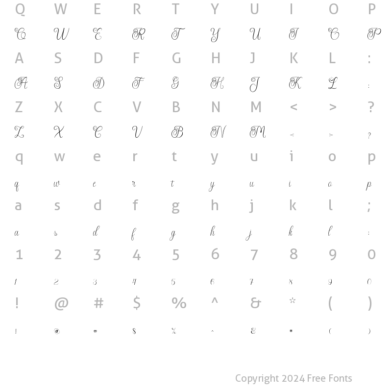 Character Map of Angeleca Regular