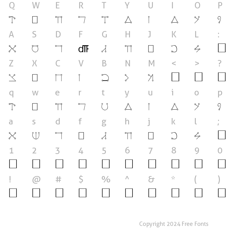 Character Map of Angelic Regular