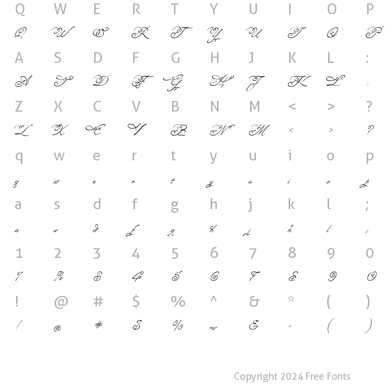 Character Map of Angelica Regular