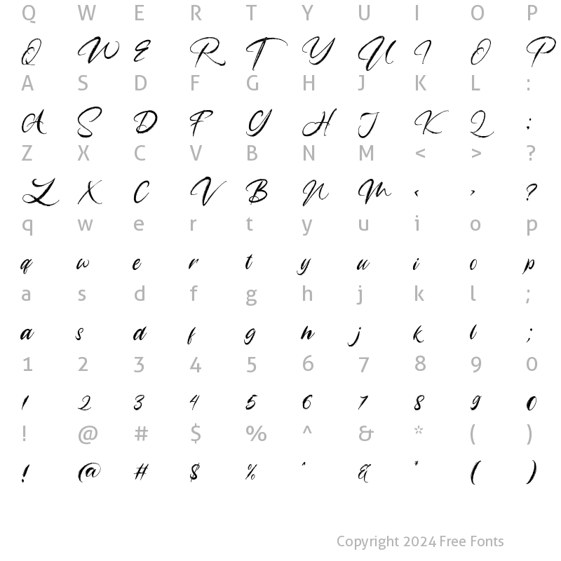 Character Map of Angelicy Regular