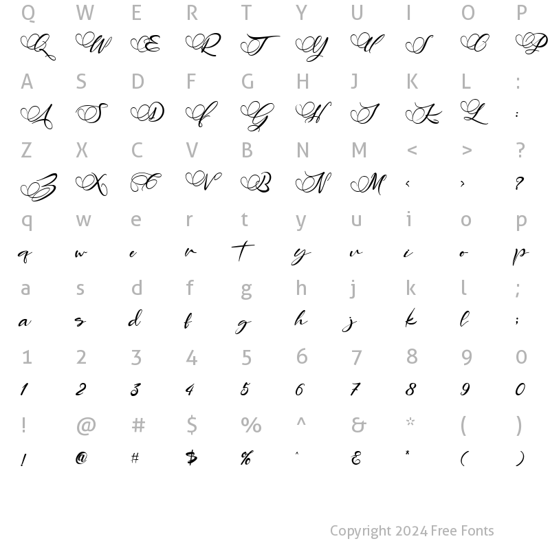 Character Map of Angelin Regular