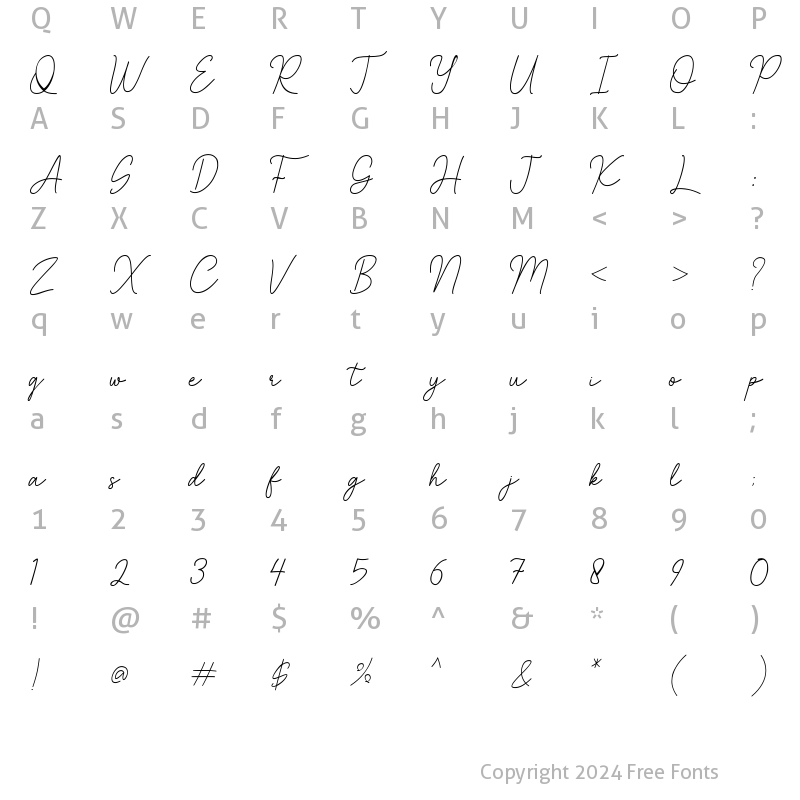 Character Map of Angellita Regular