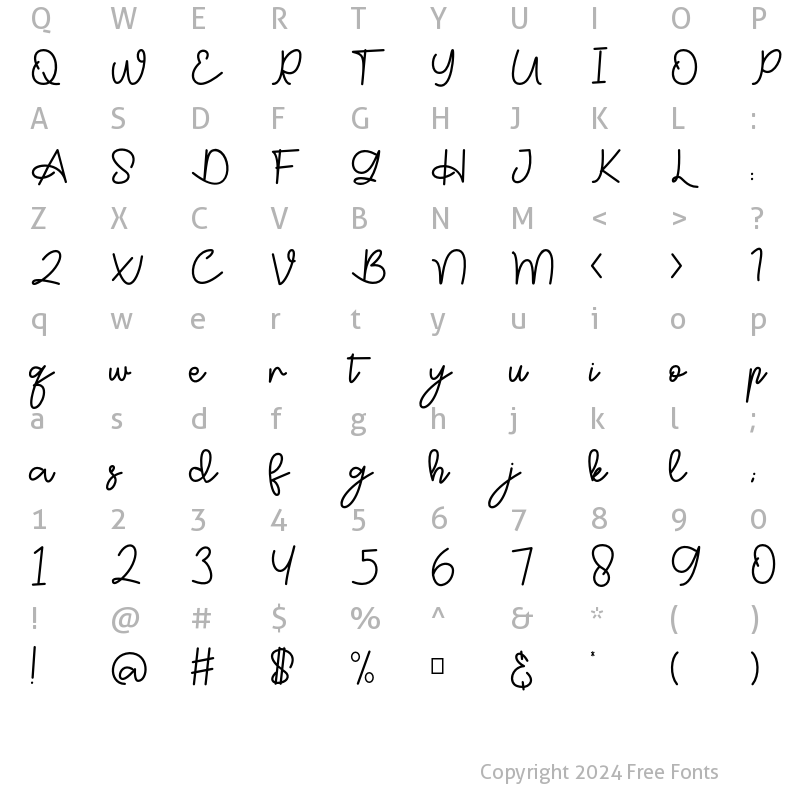 Character Map of Angeltown Regular