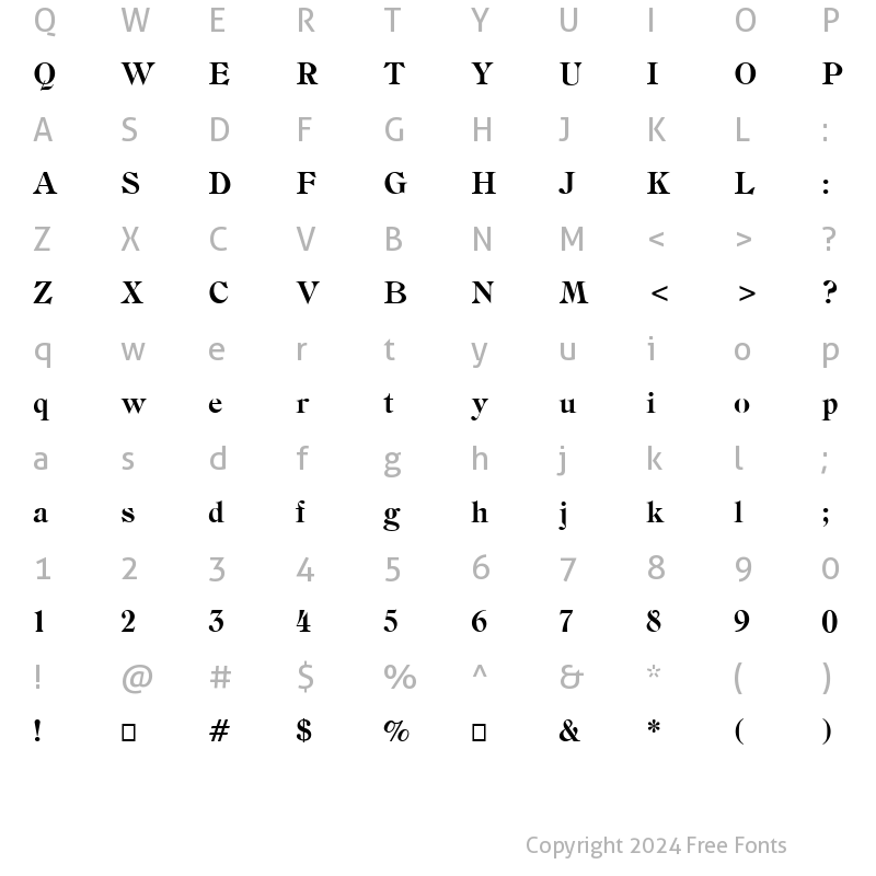 Character Map of Angelus Medieval Regular