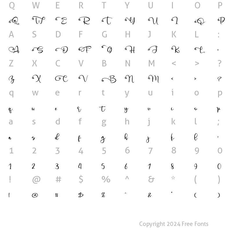 Character Map of Angelynn Alternate Regular