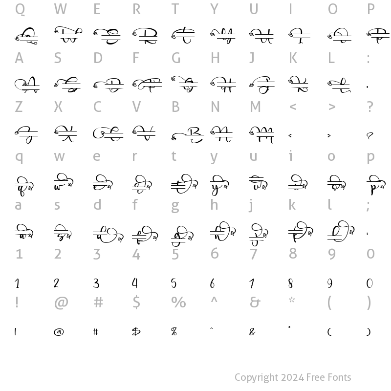 Character Map of Angelynn Monogram Regular