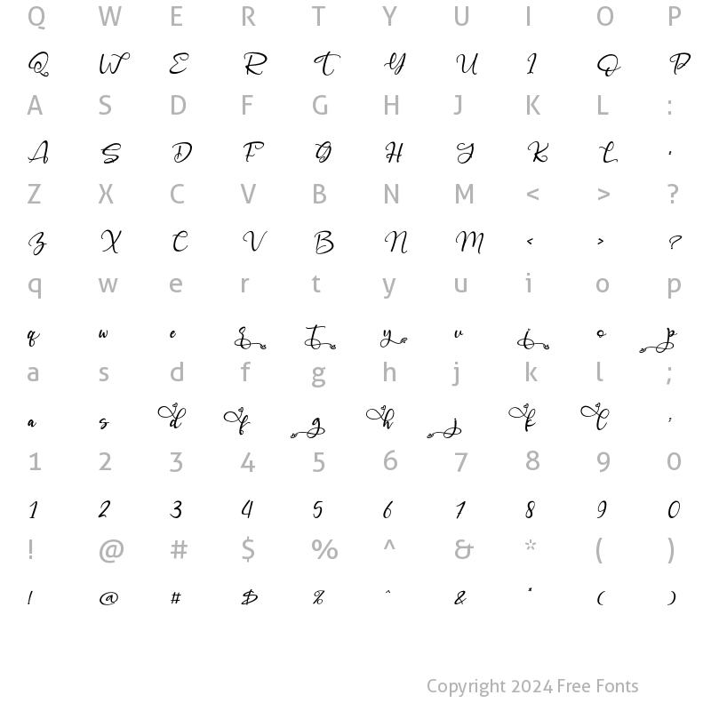 Character Map of Angelynn Titling Italic