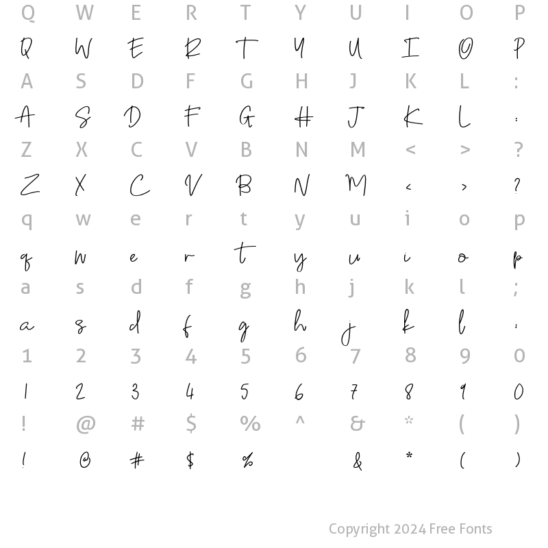 Character Map of Anggeliana Regular