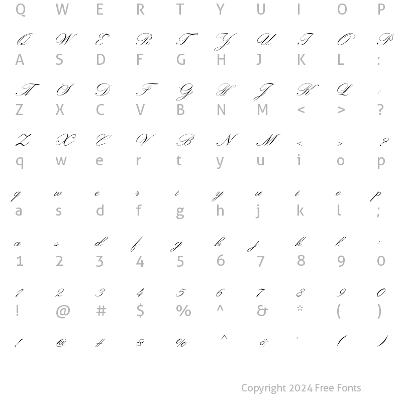 Character Map of Anggraini Font Regular