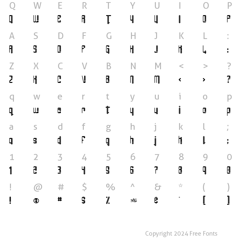 Character Map of Angie Pierced Regular