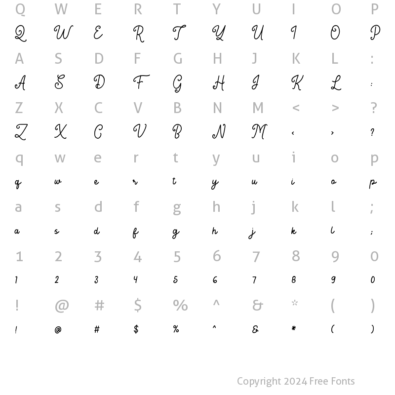 Character Map of Angitany Regular