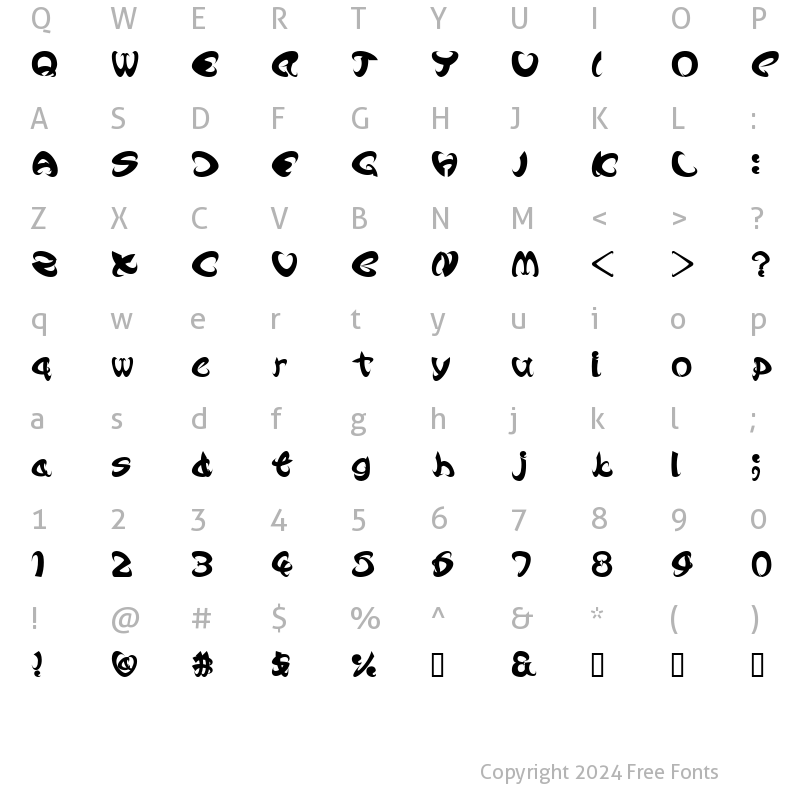 Character Map of Angle Bold