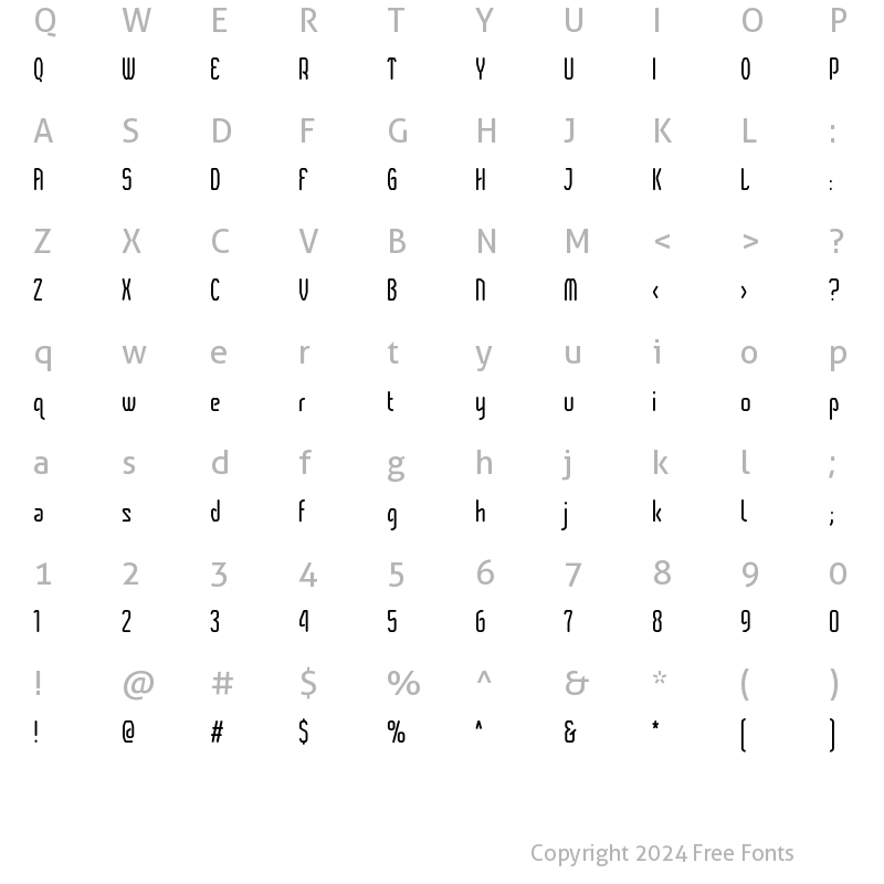 Character Map of Angleface Bold Condensed