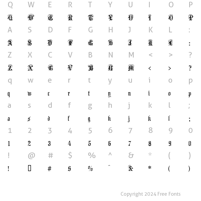 Character Map of Anglican Text Regular