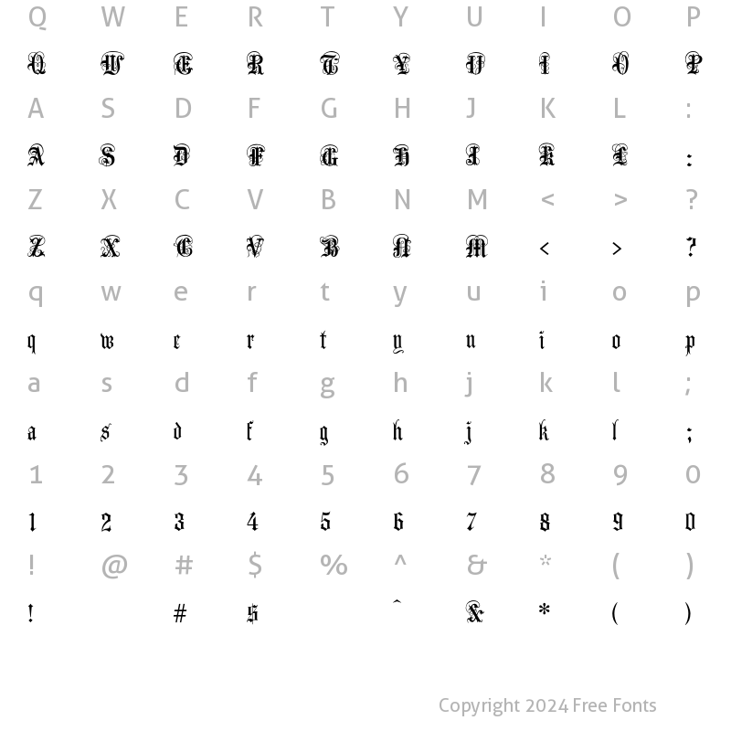 Character Map of AngloText Regular