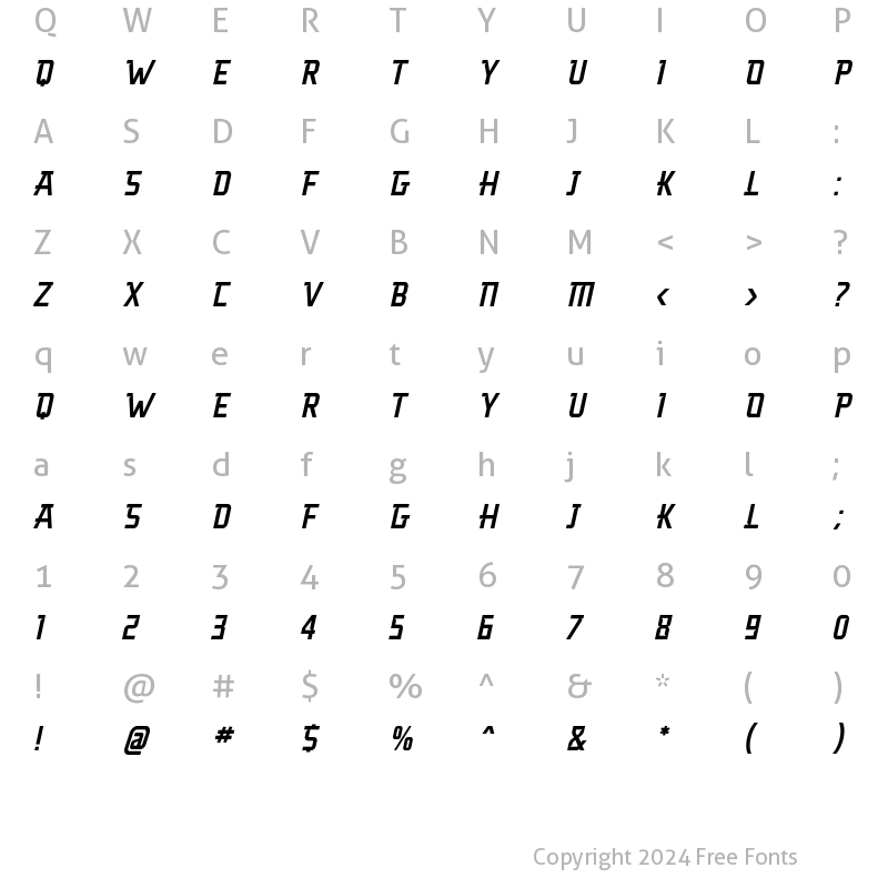 Character Map of ANGPAO Italic