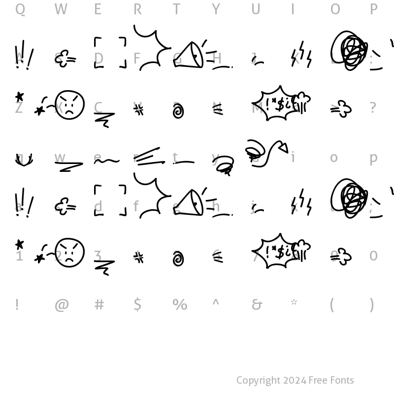 Character Map of ANGRY MONSTA doodle Regular