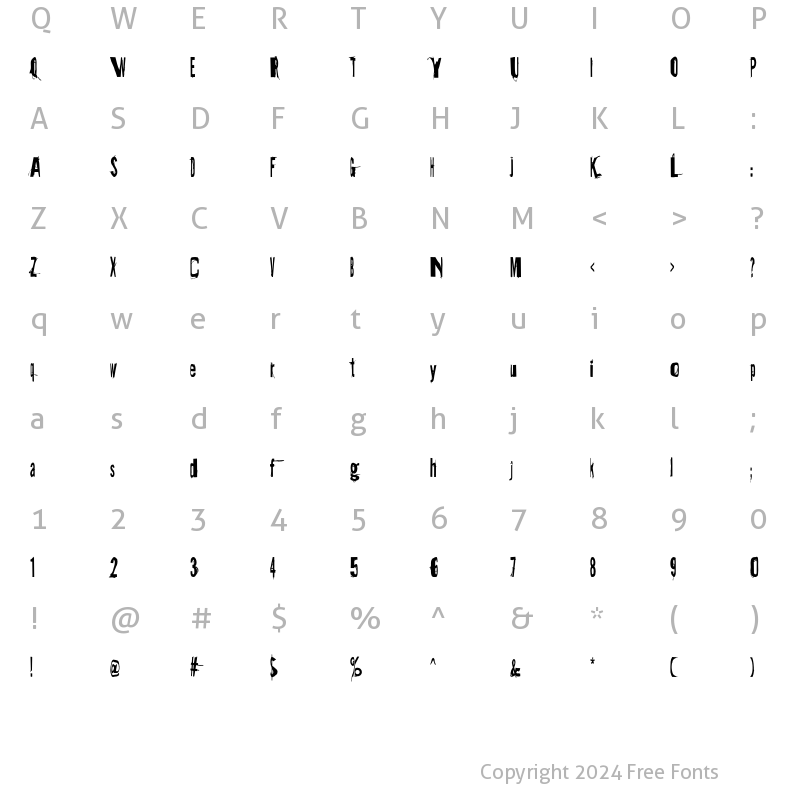 Character Map of Angst Condensed Regular