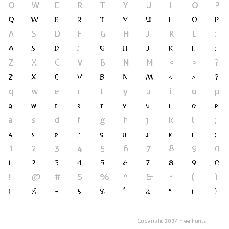 Character Map of Angus 39 DB Normal