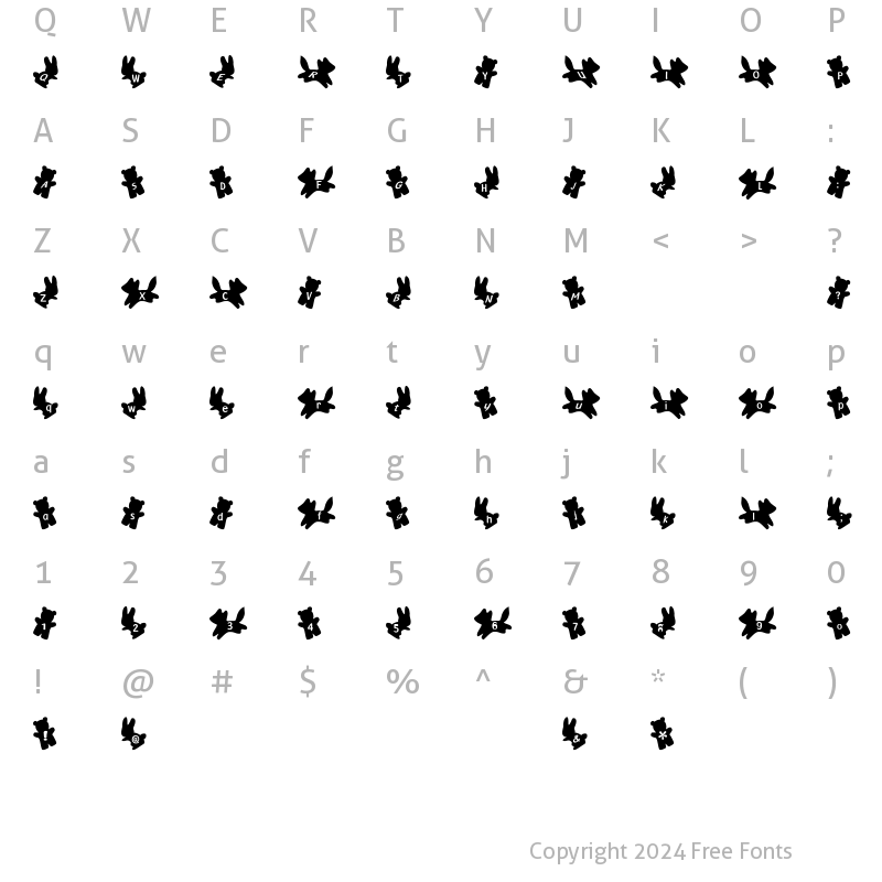 Character Map of ani Font Regular