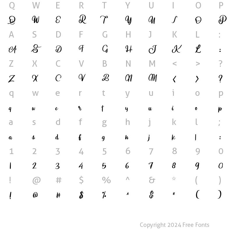 Character Map of Aniabellia Regular