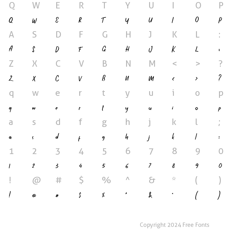 Character Map of Anileba Regular