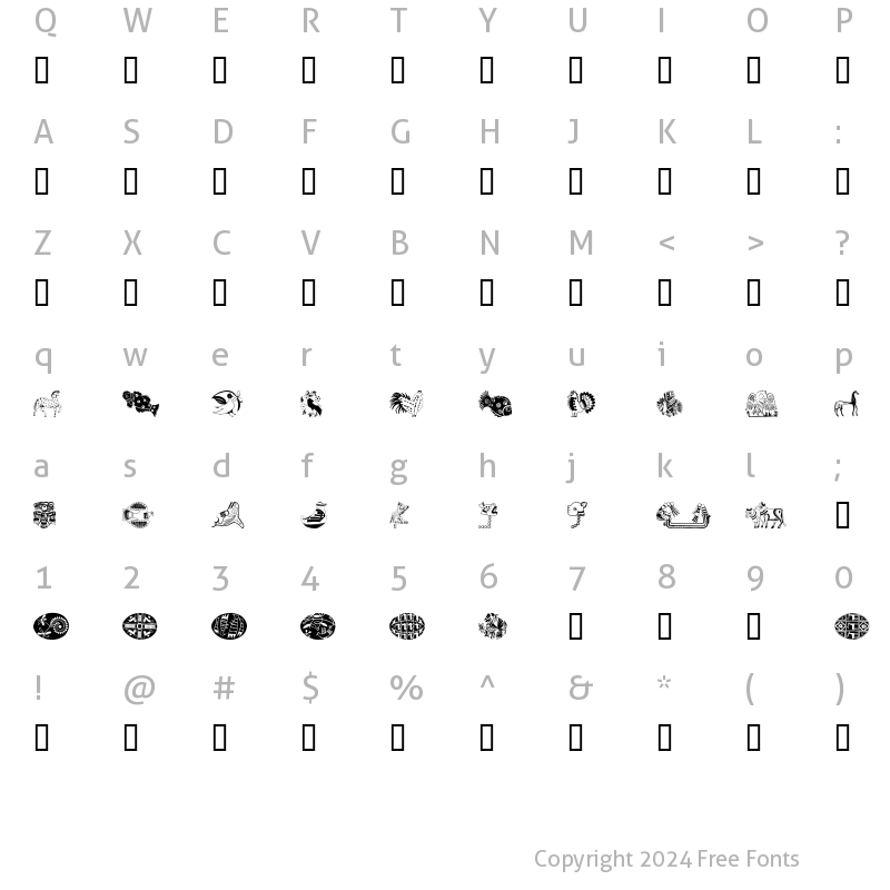 Character Map of Animal Design Regular