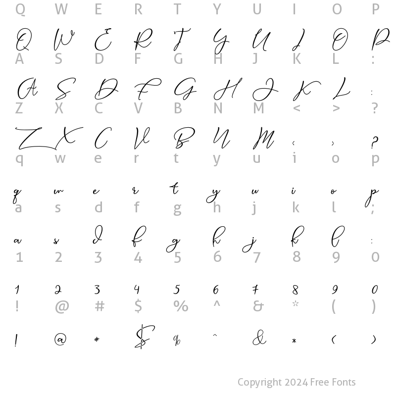 Character Map of Animal Script Regular