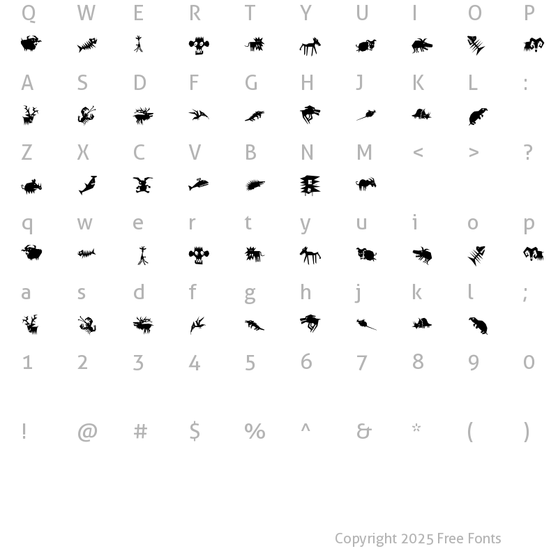 Character Map of AnimaliaScissored Regular