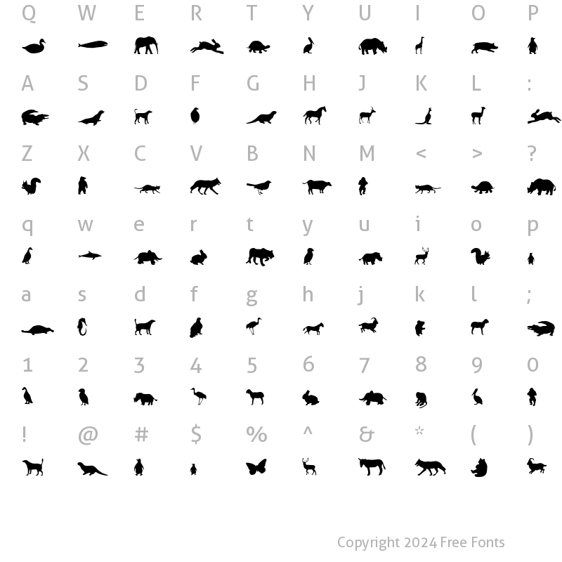 Character Map of Animals Normal
