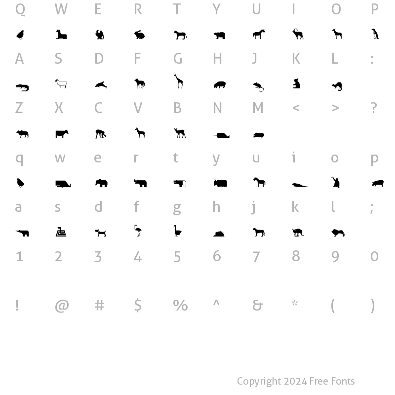 Character Map of Animals Regular