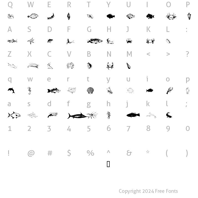 Character Map of AnimalsAnimalsSea Regular