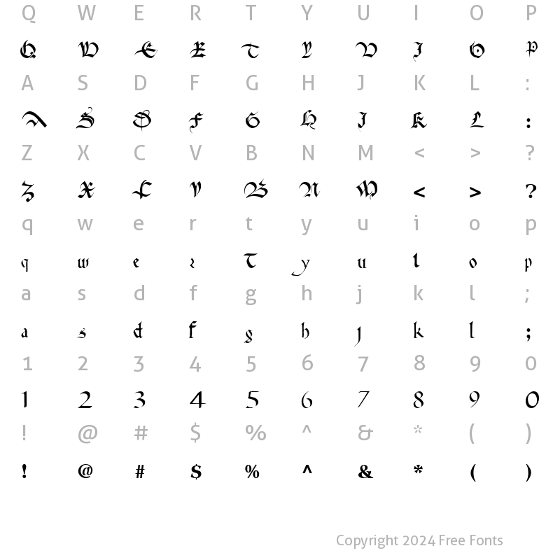 Character Map of Anita ttnorm Regular