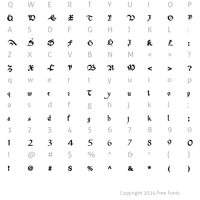 Character Map of AnitaFlairWay68 Bold