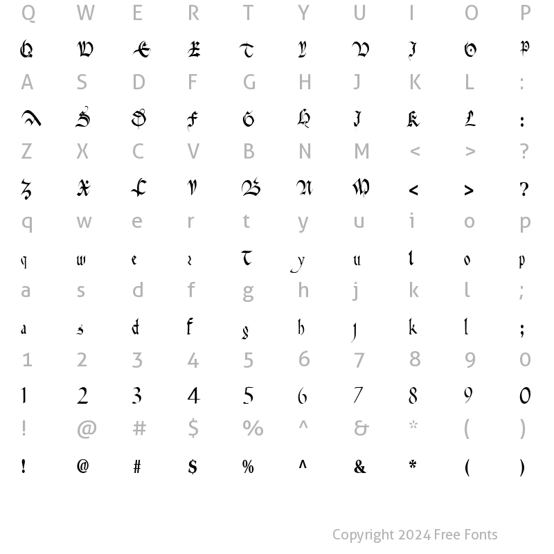 Character Map of AnitaFlairWay68 ttcon Regular