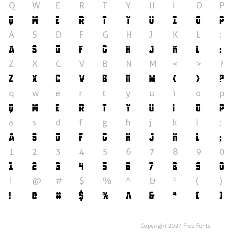 Character Map of Anitlles Laser Regular