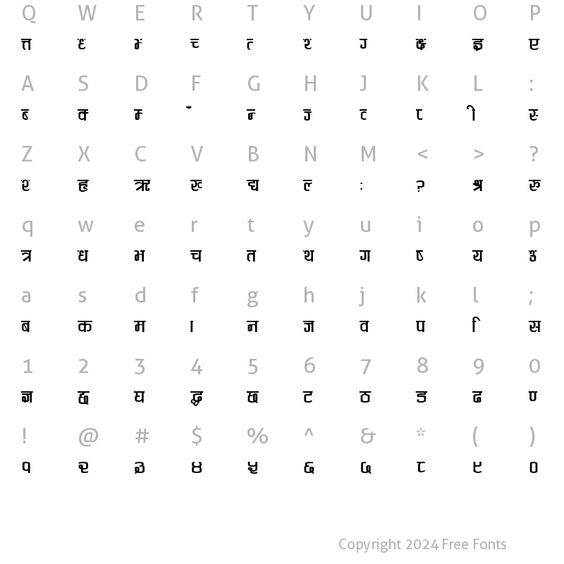 Character Map of Anjalee Regular